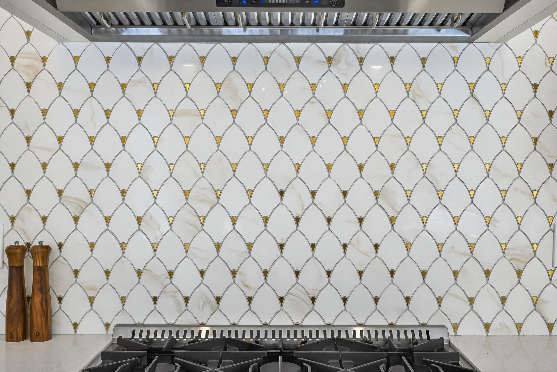 Marble mosaic backsplash