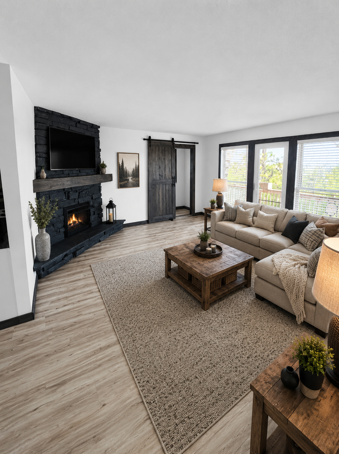 This beautifully renovated home features modern finishes, neutral tones, and seamless LVP flooring throughout. Image has been virtually staged.