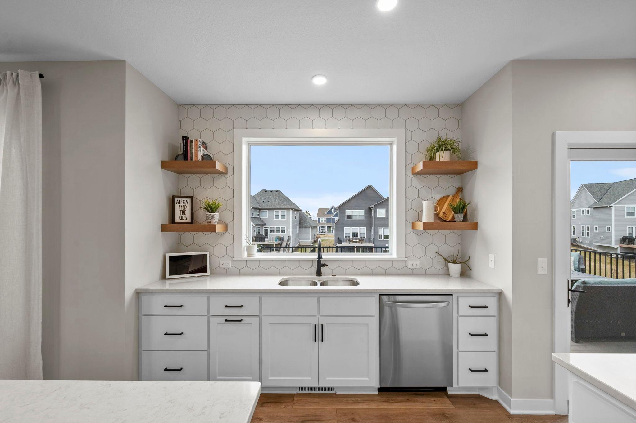 Overlook your backyard while cleaning up.