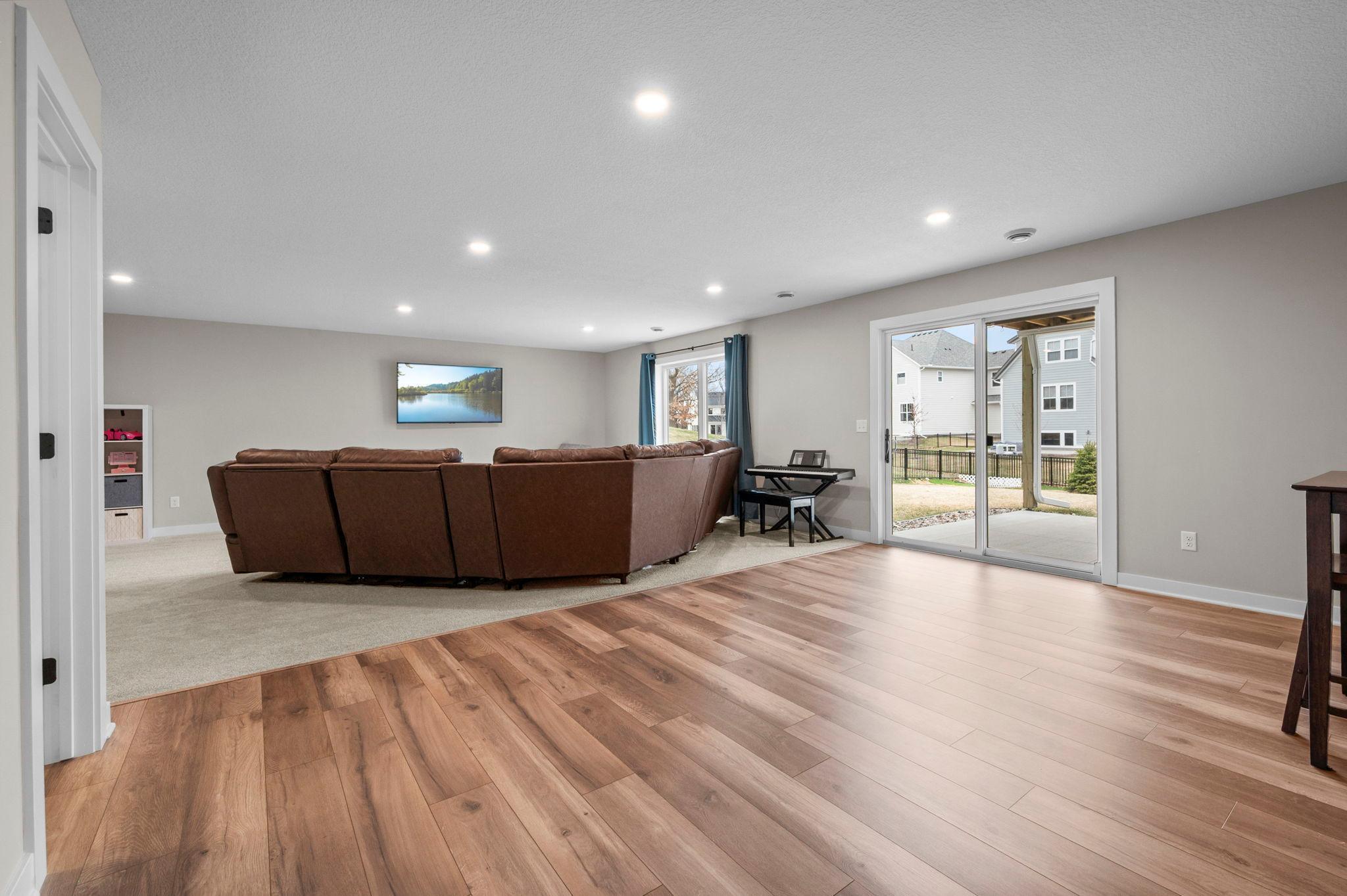 Lower level is roughed in for wet bar with wine fridge!
