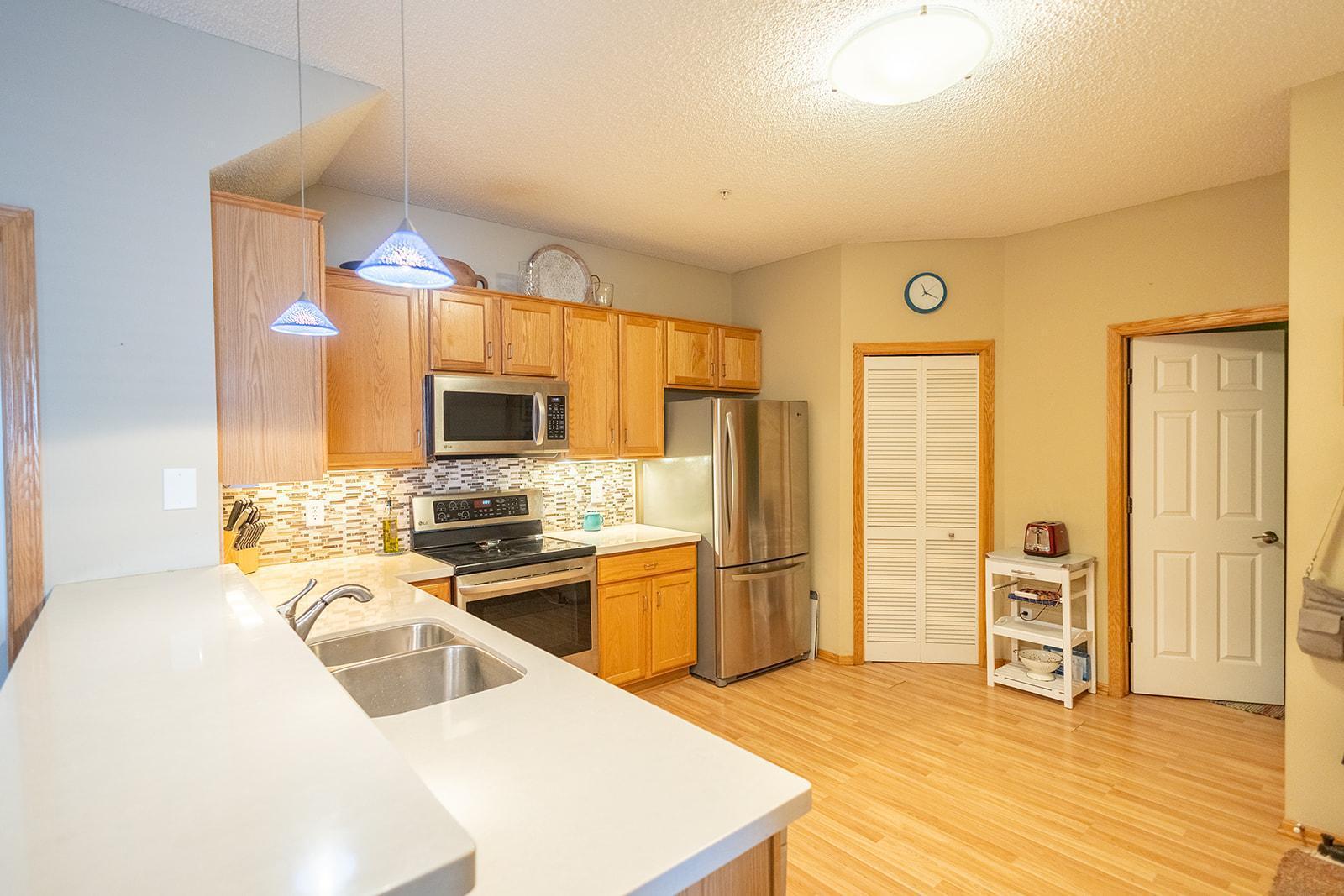 Plenty of counter space and undercabinet lighting.