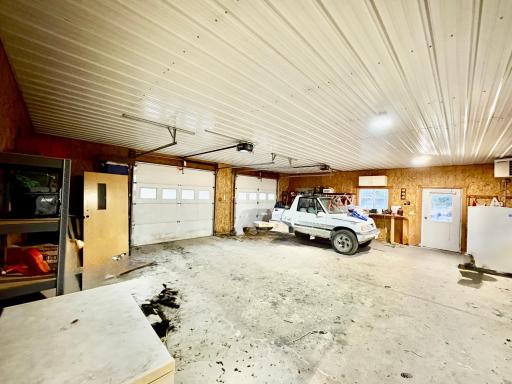 South side of garage- partition between