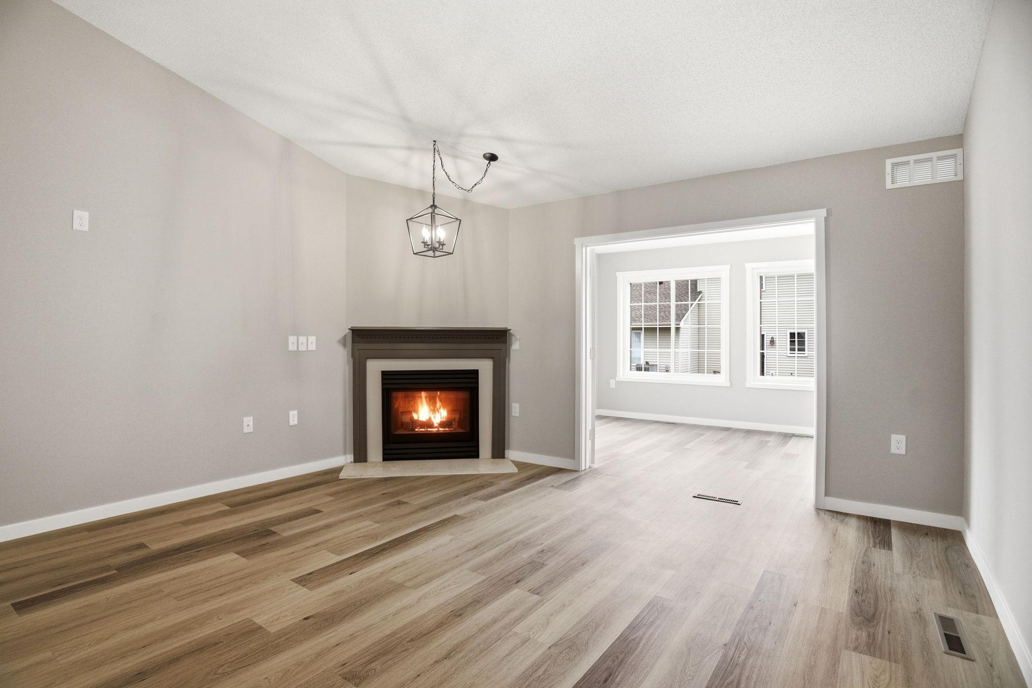 fireplace w/sunroom view