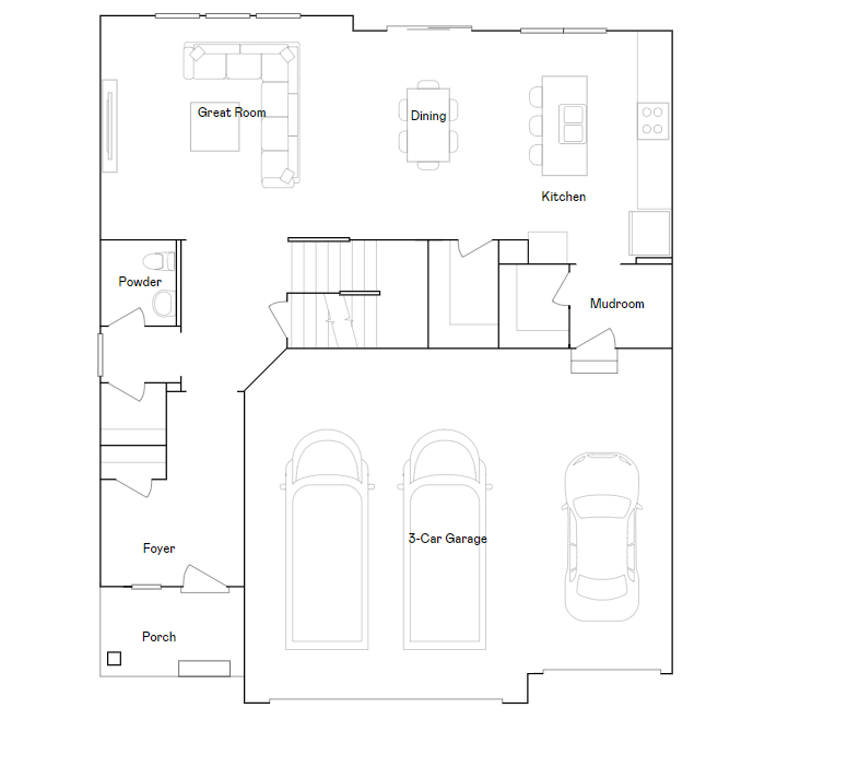 Berkley main level floorplan.