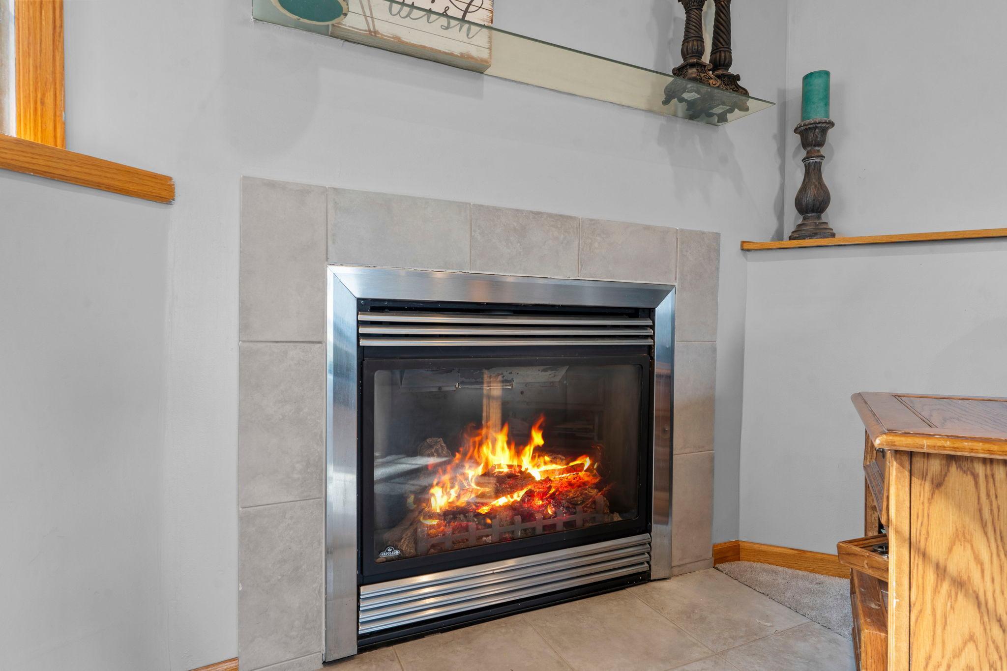 Awesome corner gas fireplace