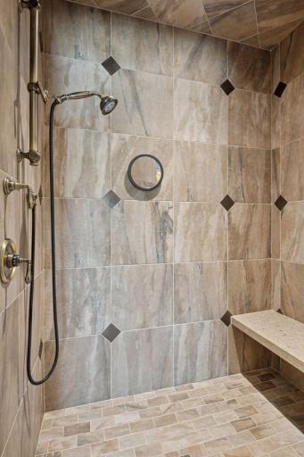 Huge tile walk-in shower!