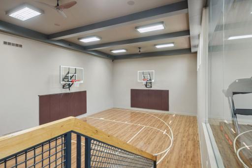 Equipped with basketball hoops, it’s perfect for practice or friendly games, allowing for year-round play regardless of the weather.