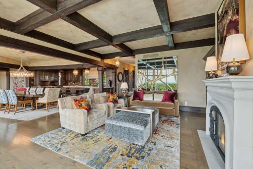 The custom wood coffered ceilings are a show stopper!