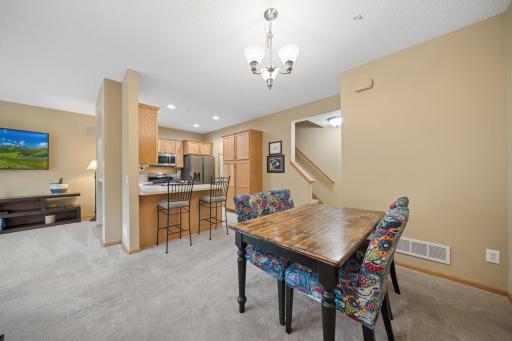 The dining room flows into the family room and kitchen