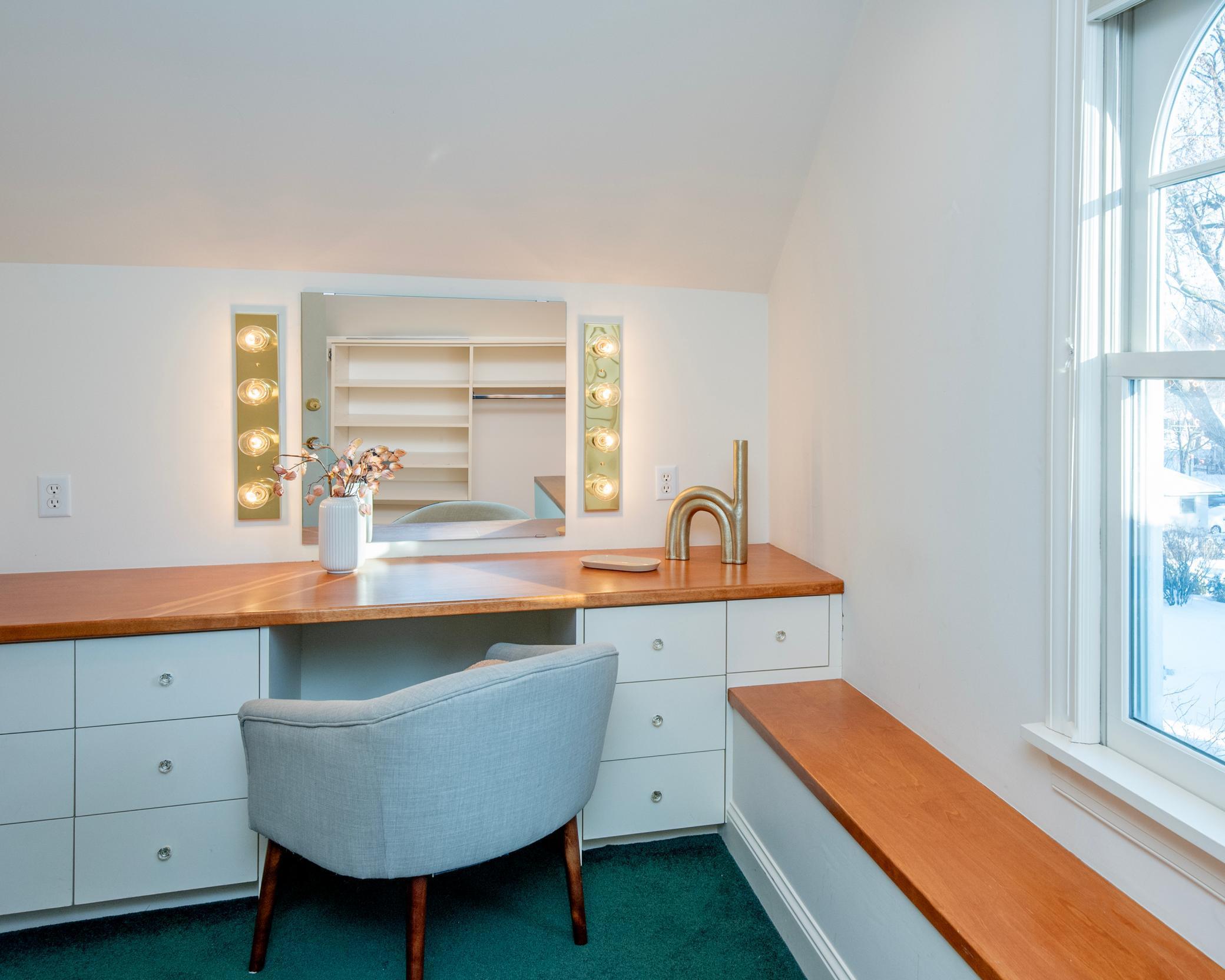 Well lit dressing room