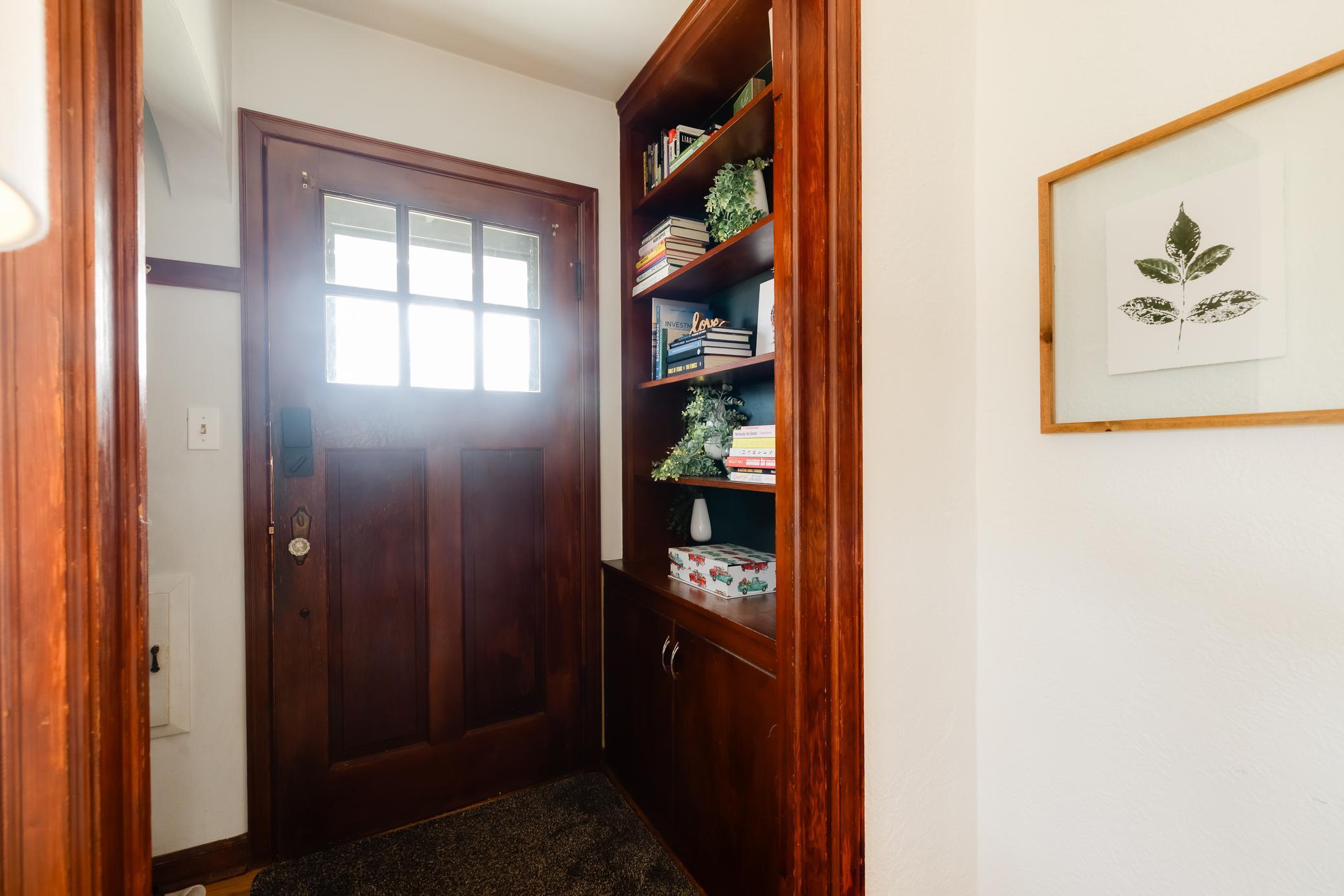 Entryway with Built-in Bookcase