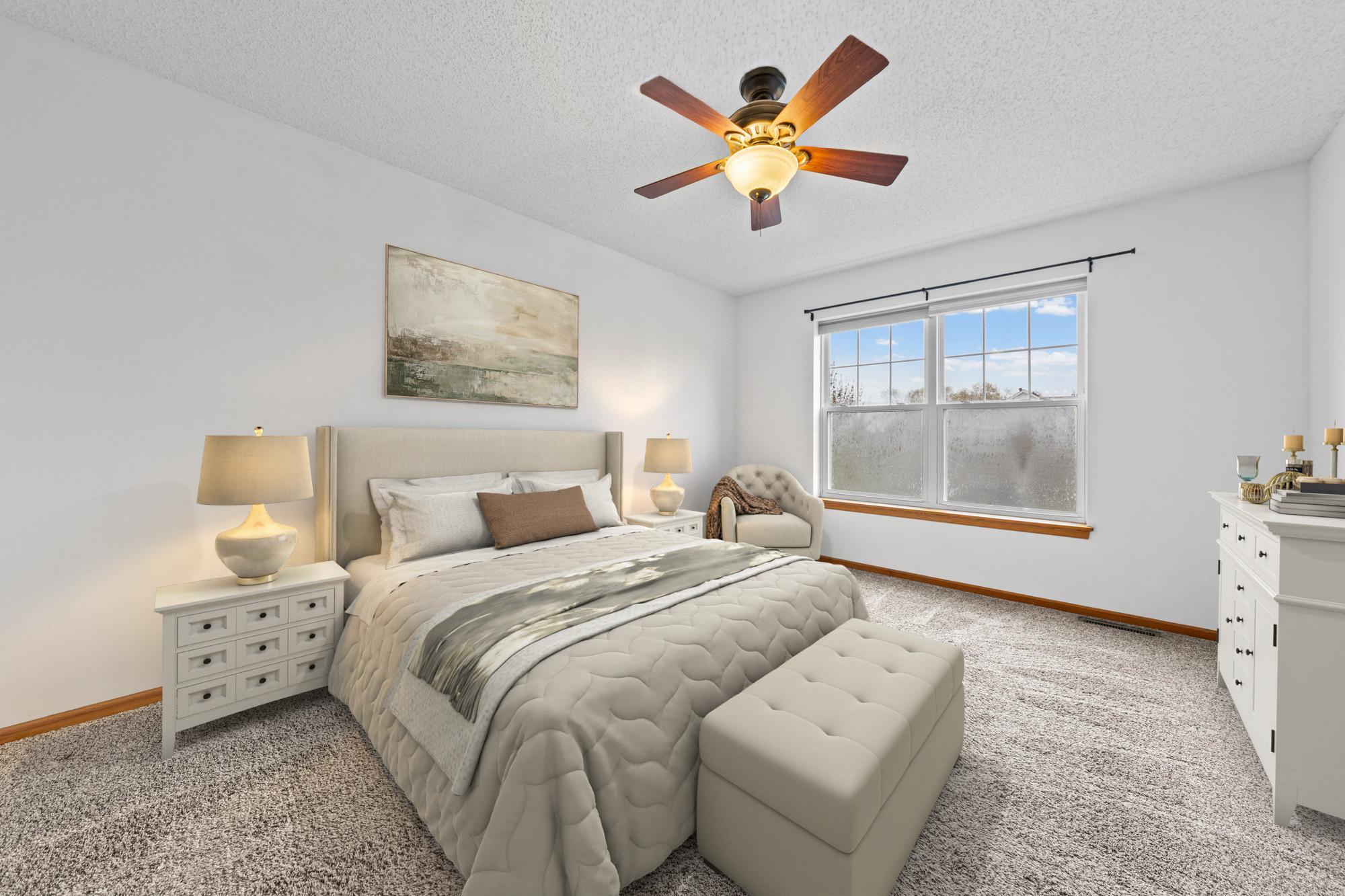 Primary bedroom virtually staged