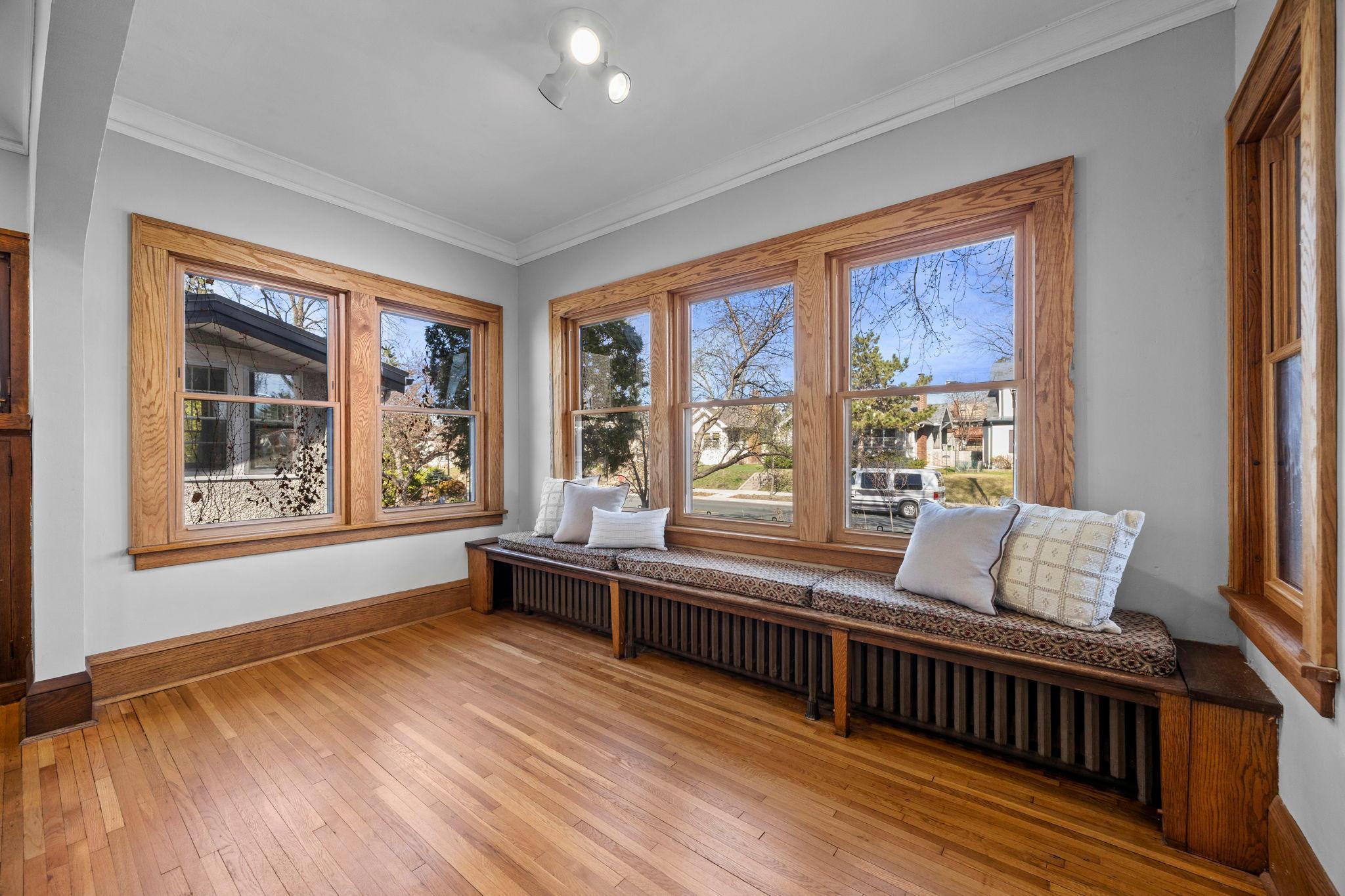 Sunroom with new windows and built-in seating