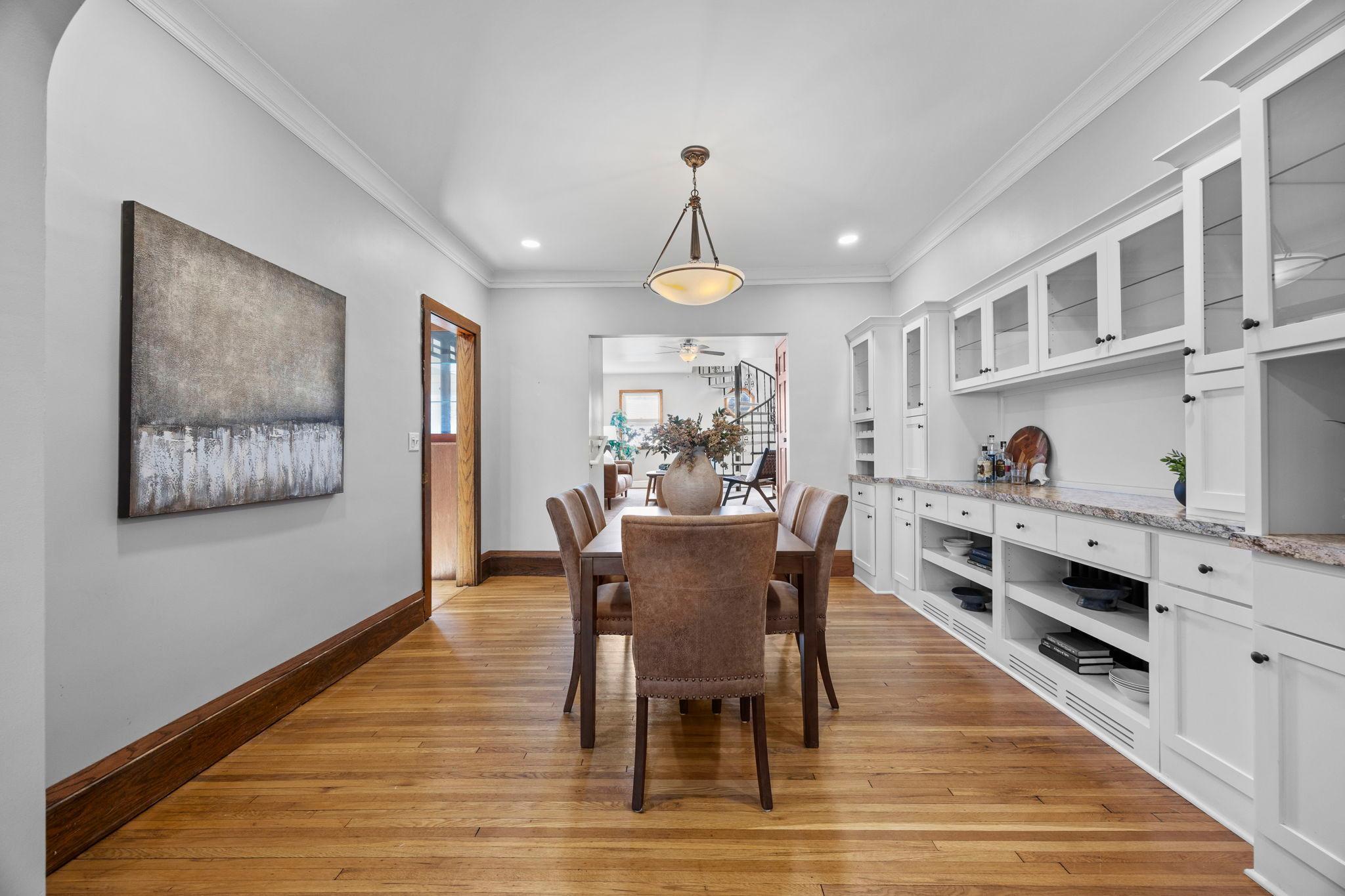 Formal dining room with custom cabinetry