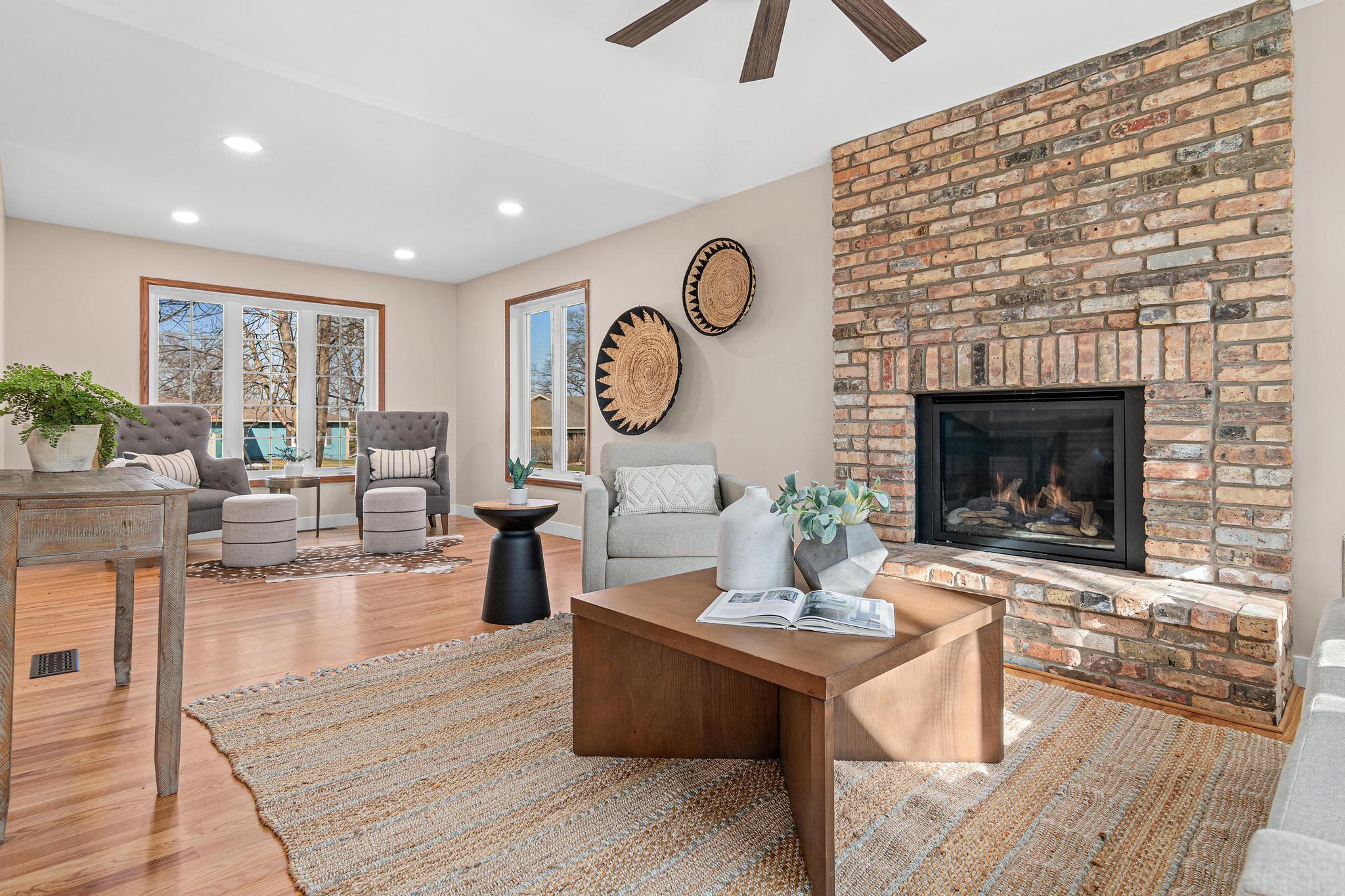 There is an additional seating area that could also be used as a home office space, if preferred.