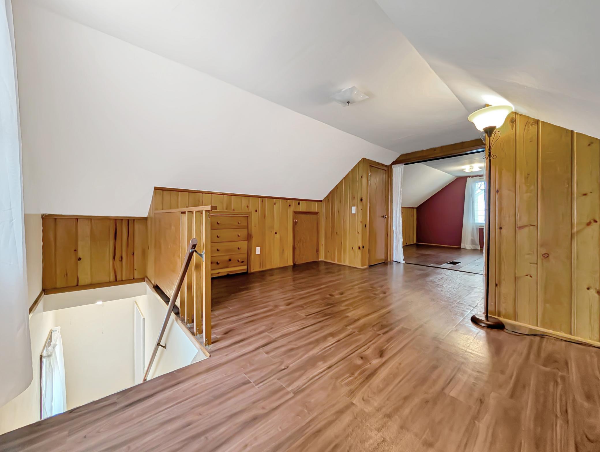 Upstairs features built-in drawers and other storage features for your convenience.