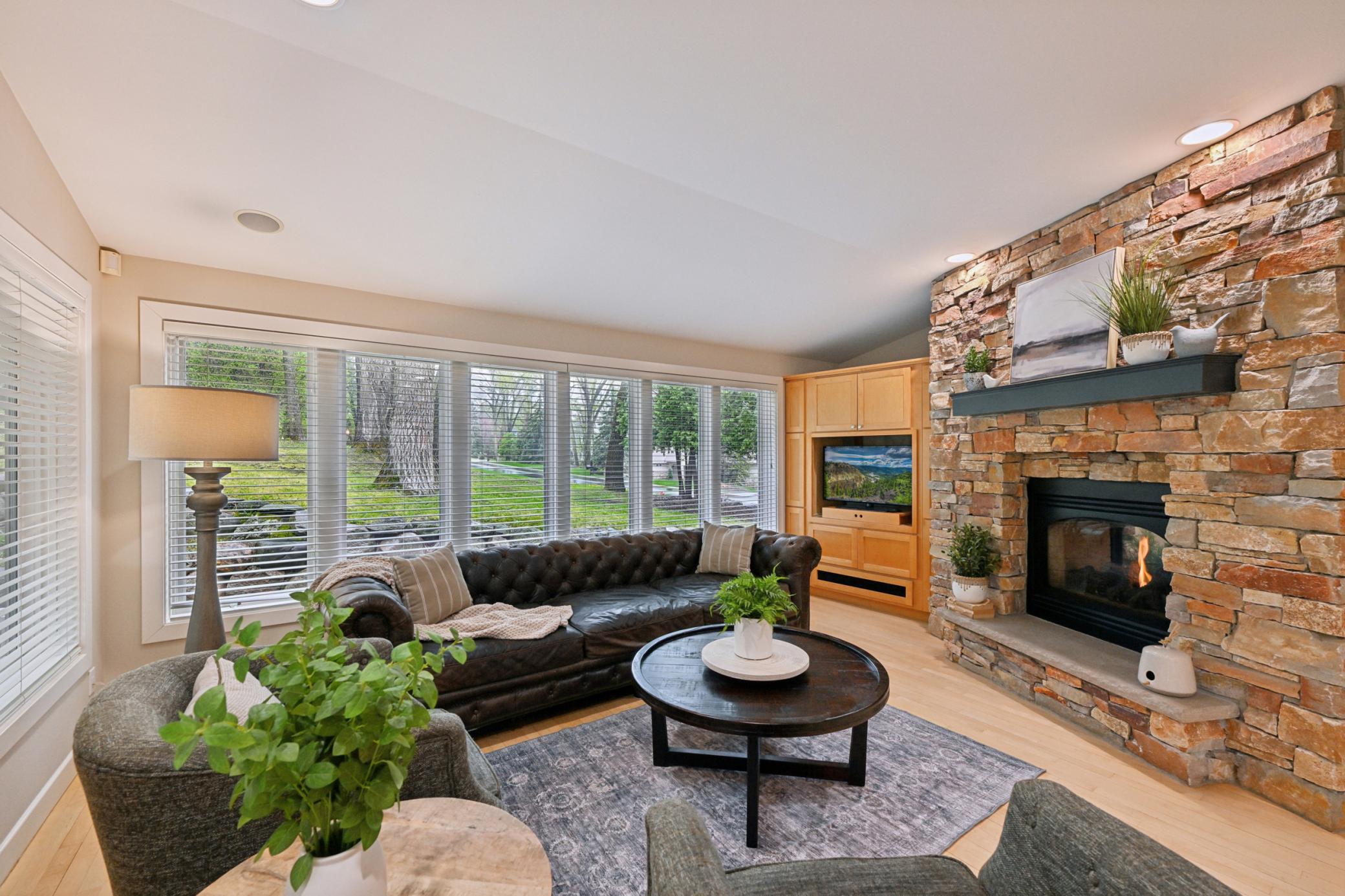 Warm and cozy family room filled with amazing light!