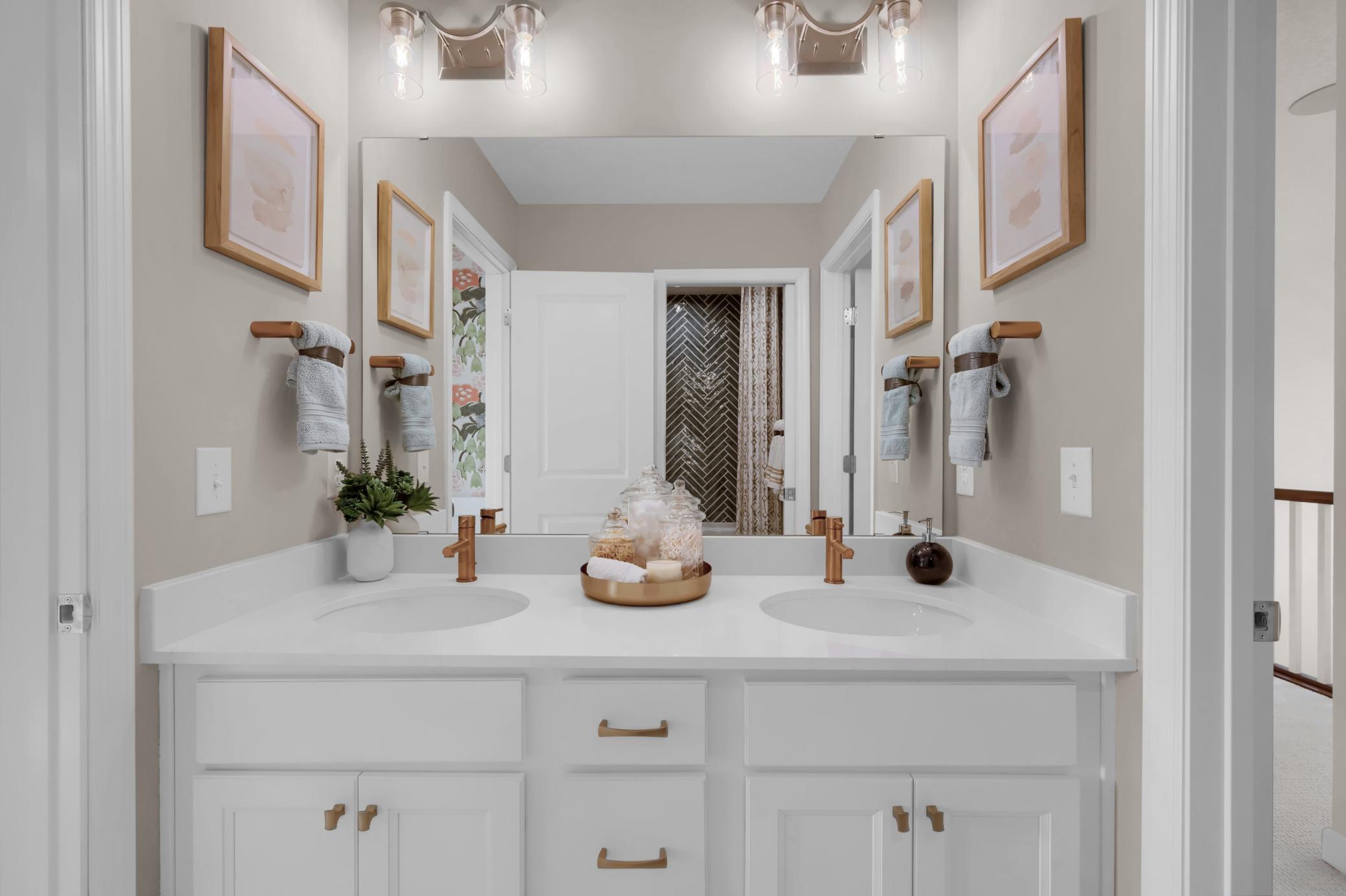 Jack & Jill Upper Level Bathroom (Photo of similar home - Colors and selections will vary)