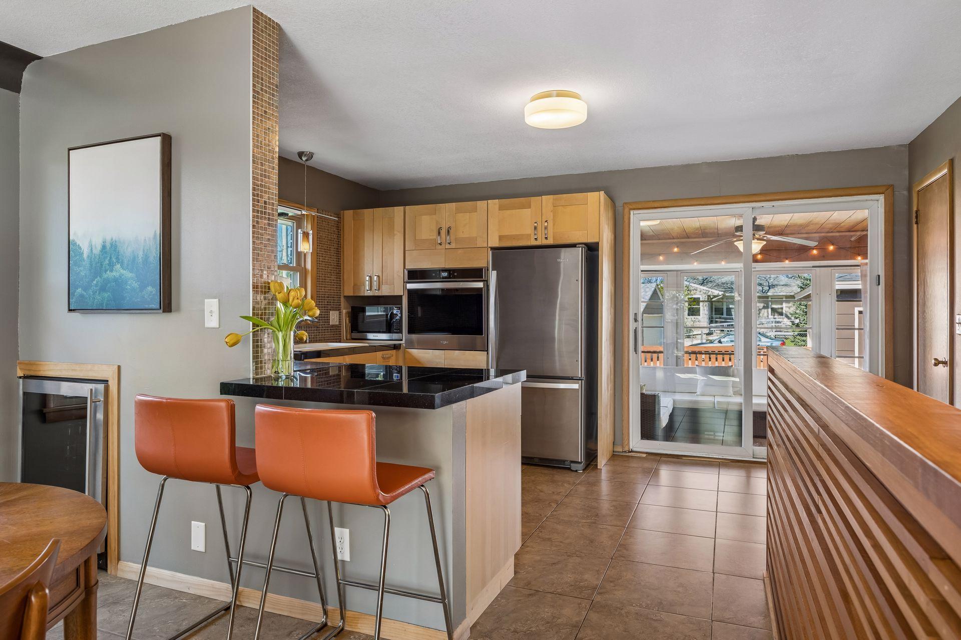 Updated kitchen with newer stainless appliances