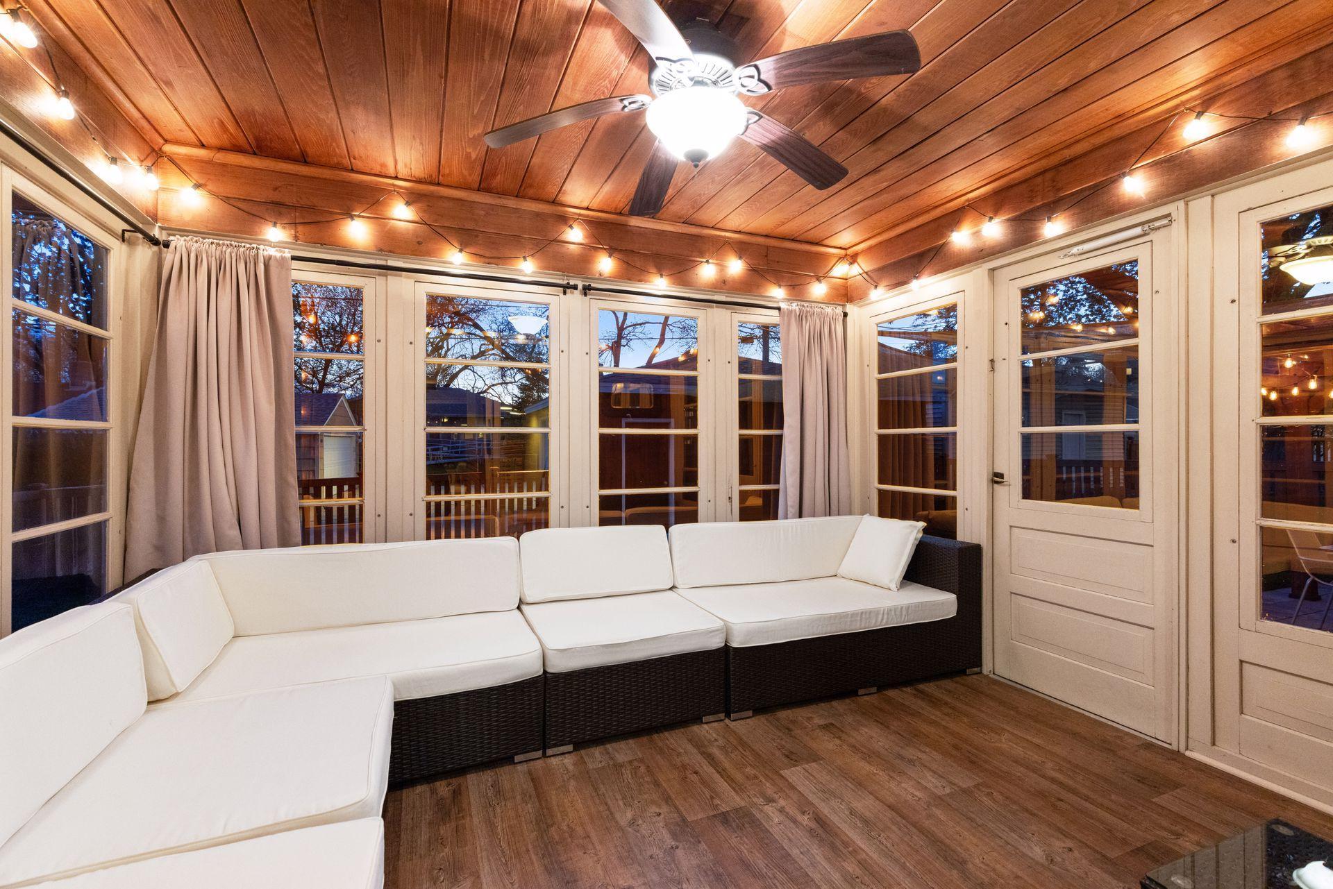 3 season porch with access to the back yard