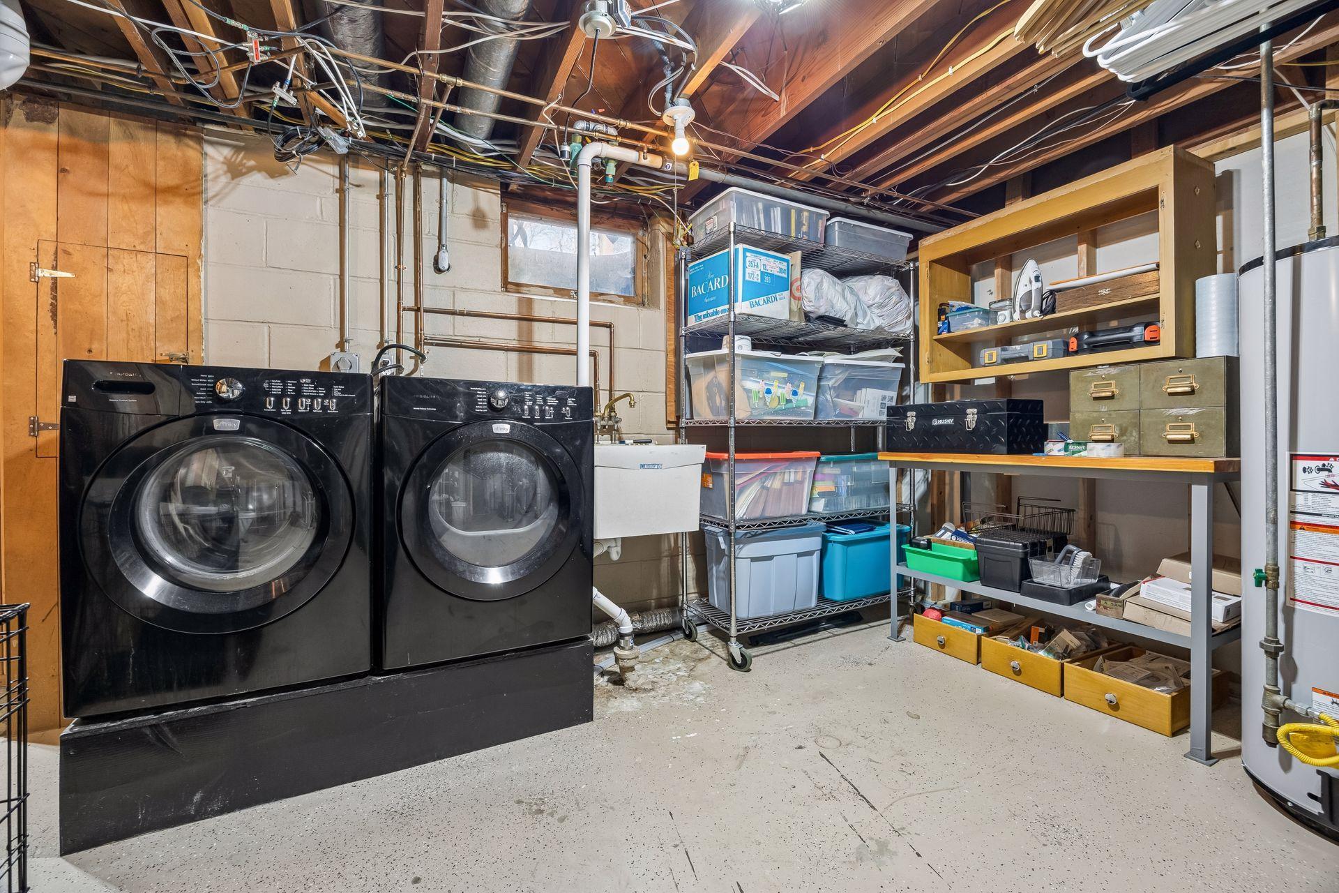 Even storage and laundry with laundry tub.