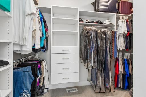 Great shelving and organization in primary walk-in