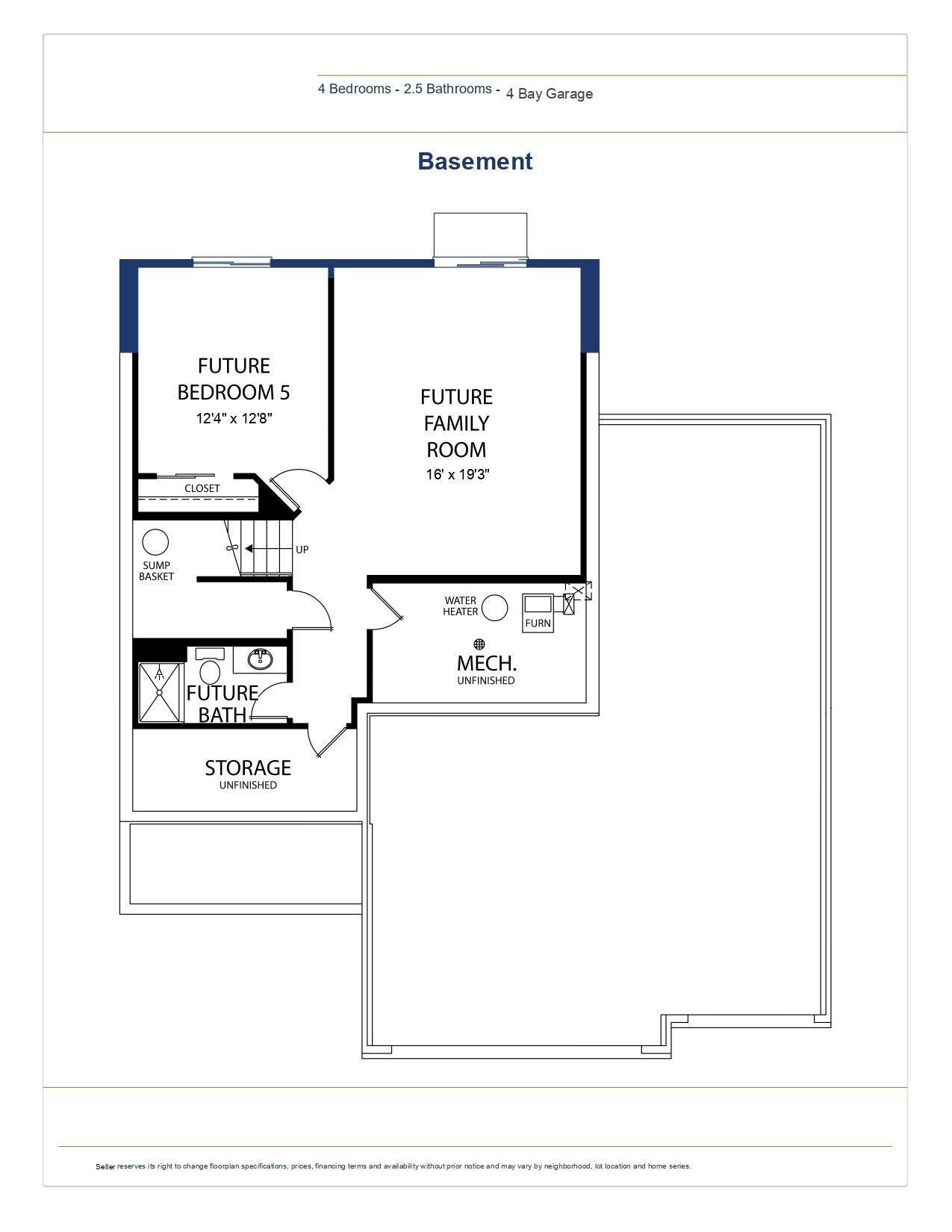 3171 Jandura Ave NE- Unfinished Walkout Lower Level Floor Plan. All measurements are approximate.