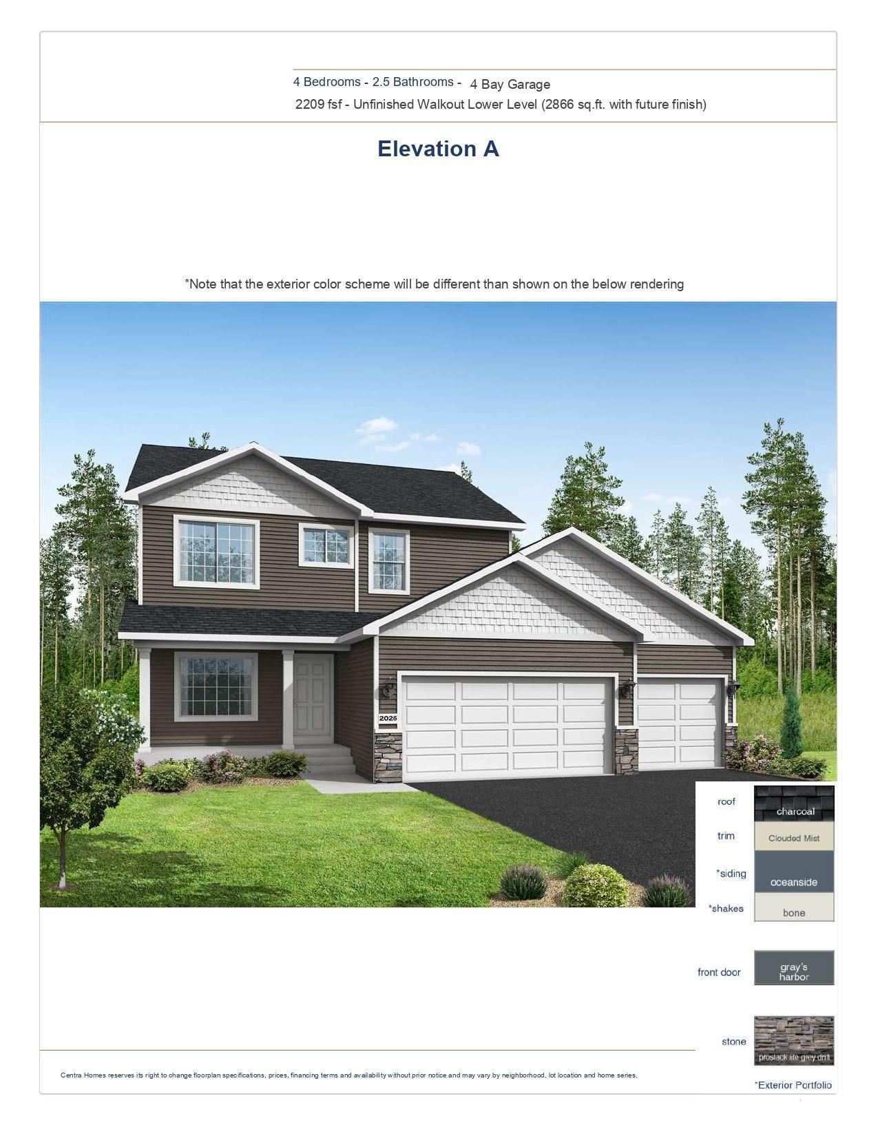 3171 Jandura Ave NE- Exterior Color Portfolio selected for this home which is different than shown on the rendering. Exact color match may vary.