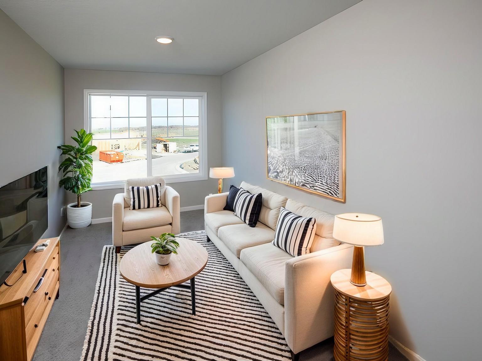 VIRTUALLY STAGED PHOTO OF A DIFFERENT HOME WITH SIMILAR PLAN. FINISHES MAY VARY. Upper Floor Versatile Loft