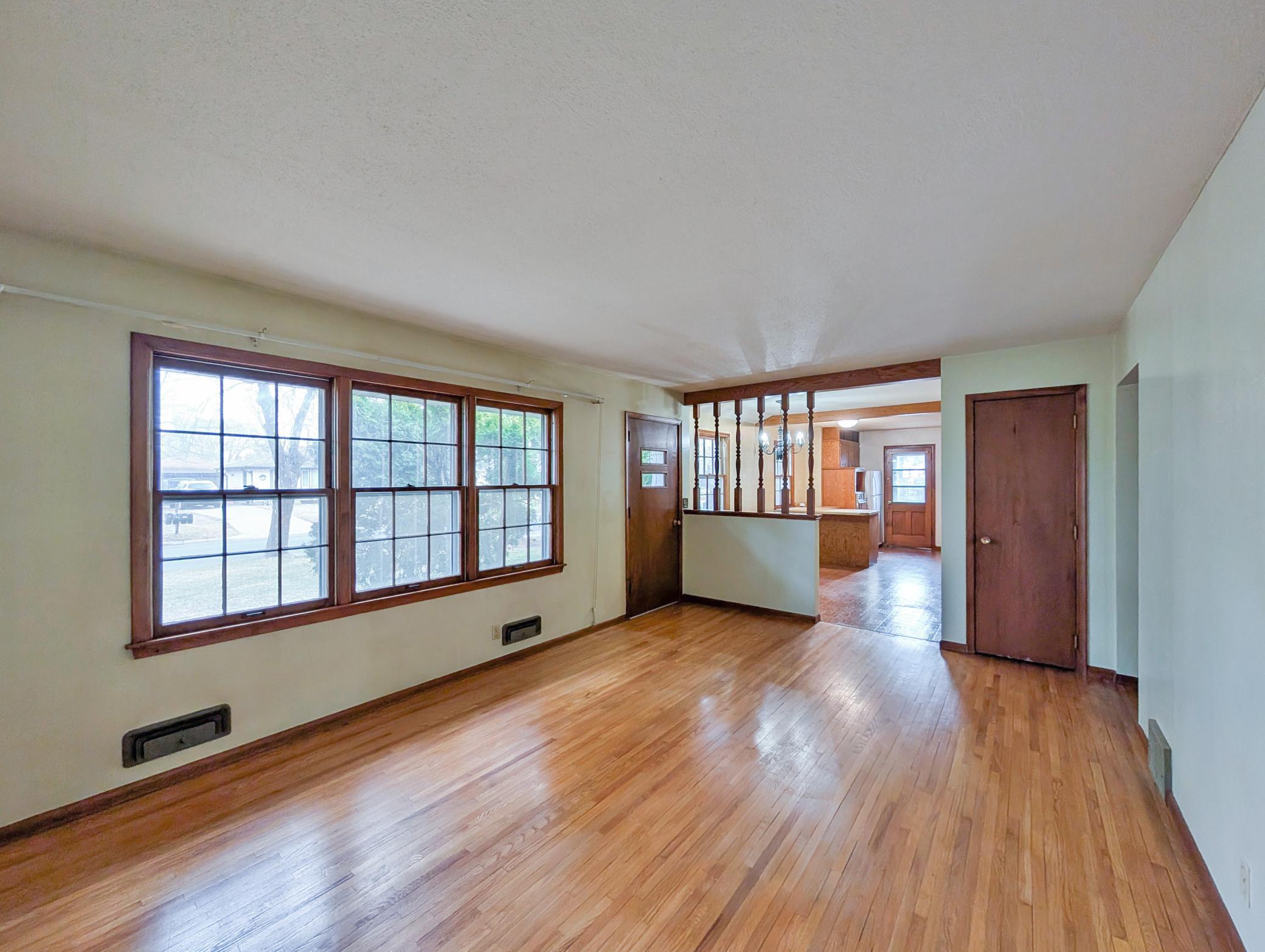 Living room, dining area, and kitchen