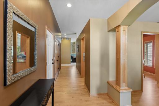 Inviting foyer with newly refinished floors