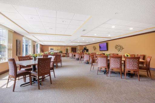 Community room with full kitchen located on the first floor.
