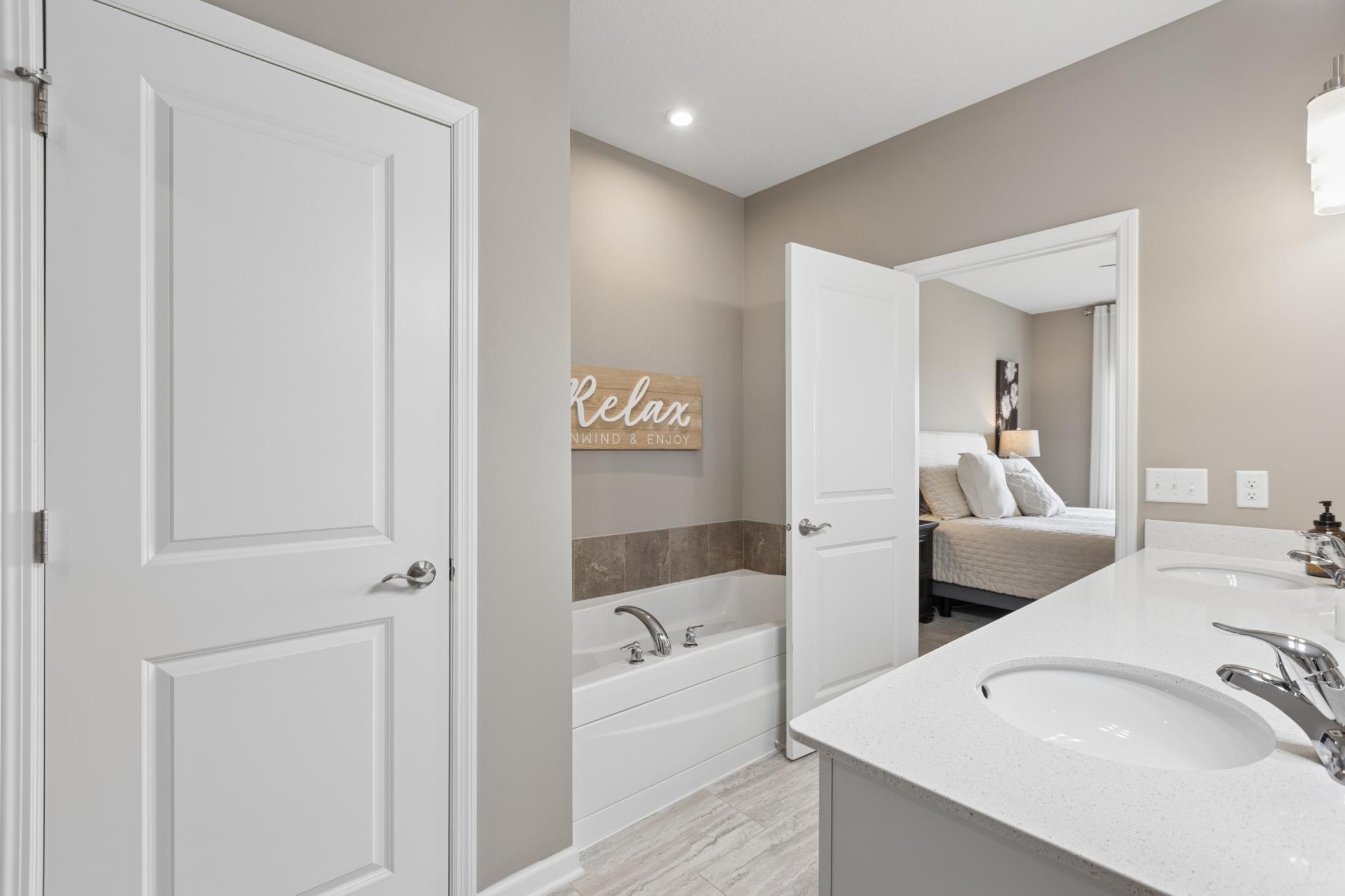 Soaking tub in owners bath