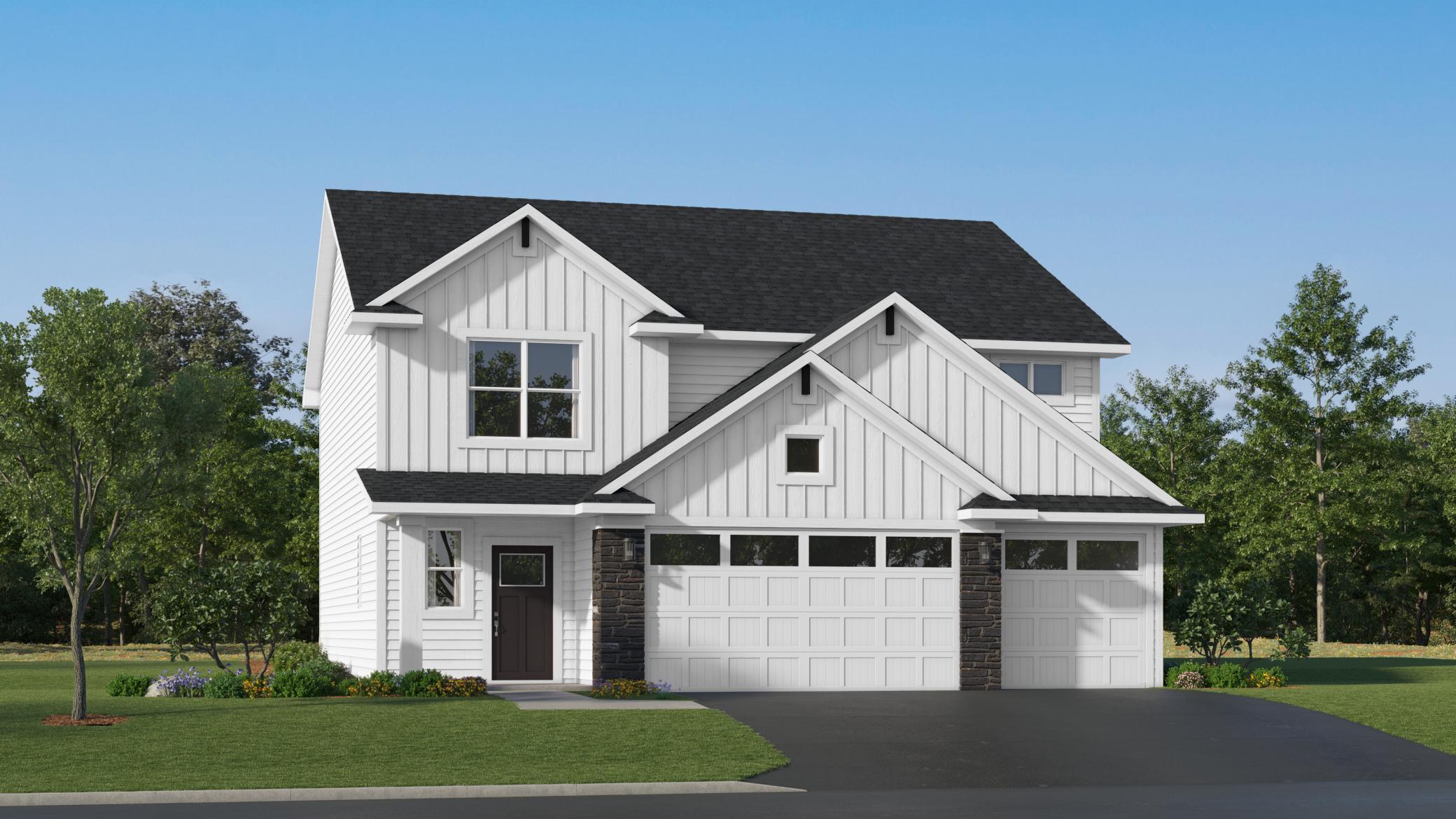 (Exterior rendering, actual home's finishes will vary.)