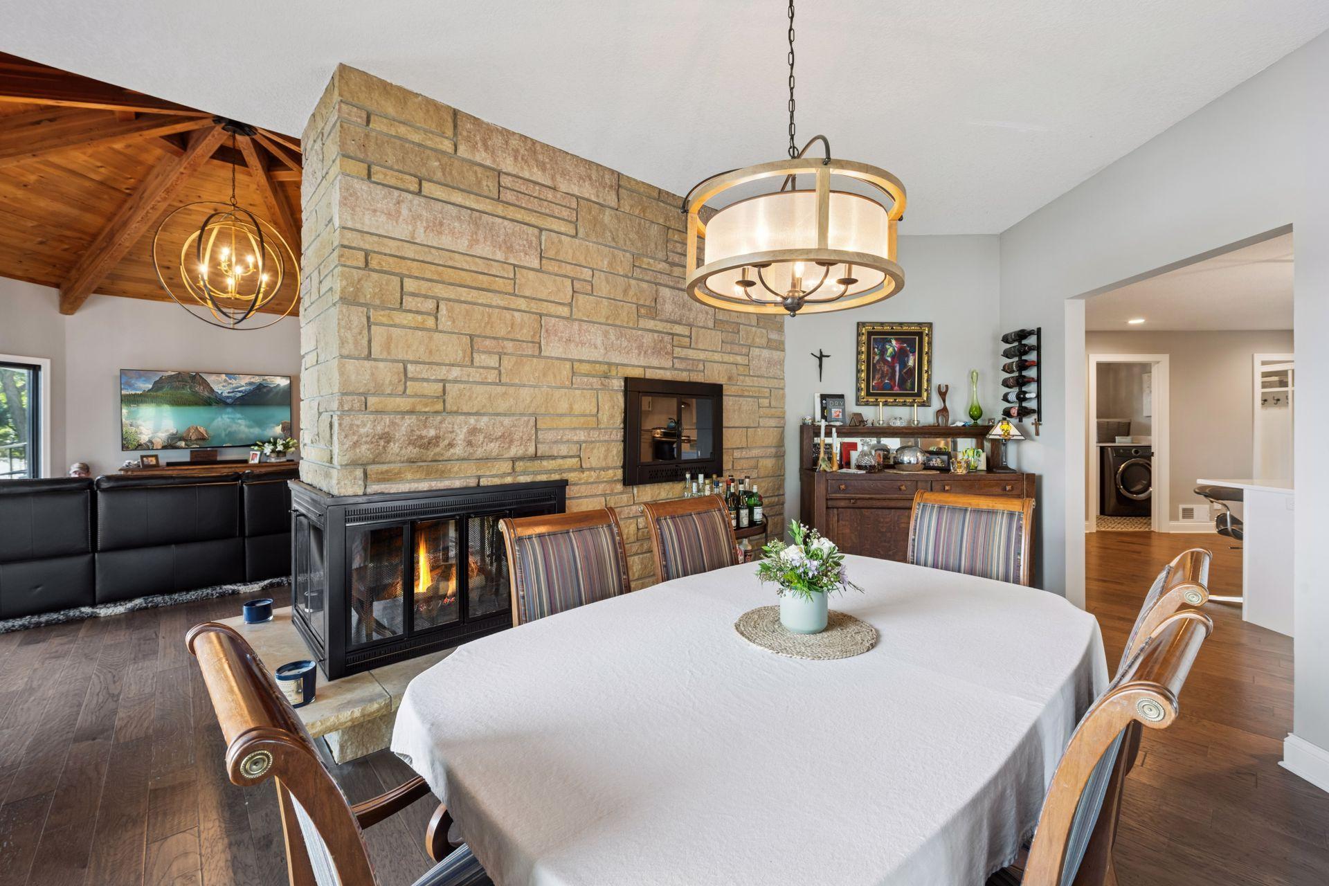 3-sided wood burning fireplace