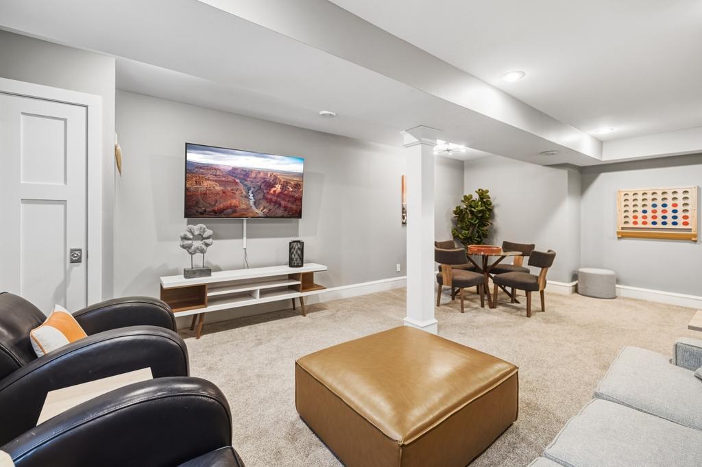 It's a great space for friends to gather and enjoy appetizers and cocktails while watching the big game or or a quieter night in with your latest streaming obsession.