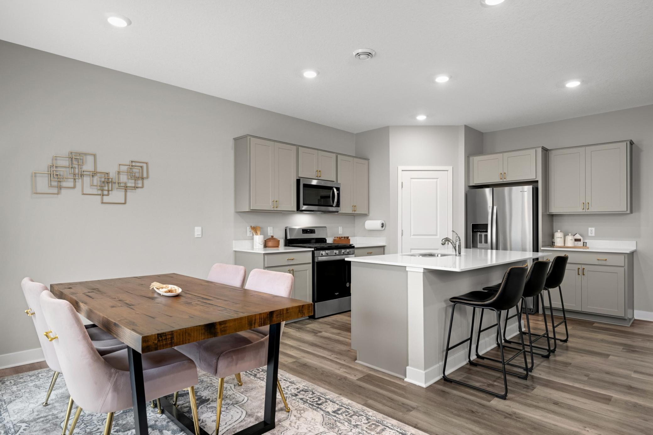 Open floor plan makes cooking and dining seamless.