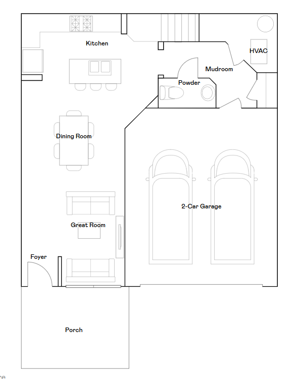 Revere main level floorplan.