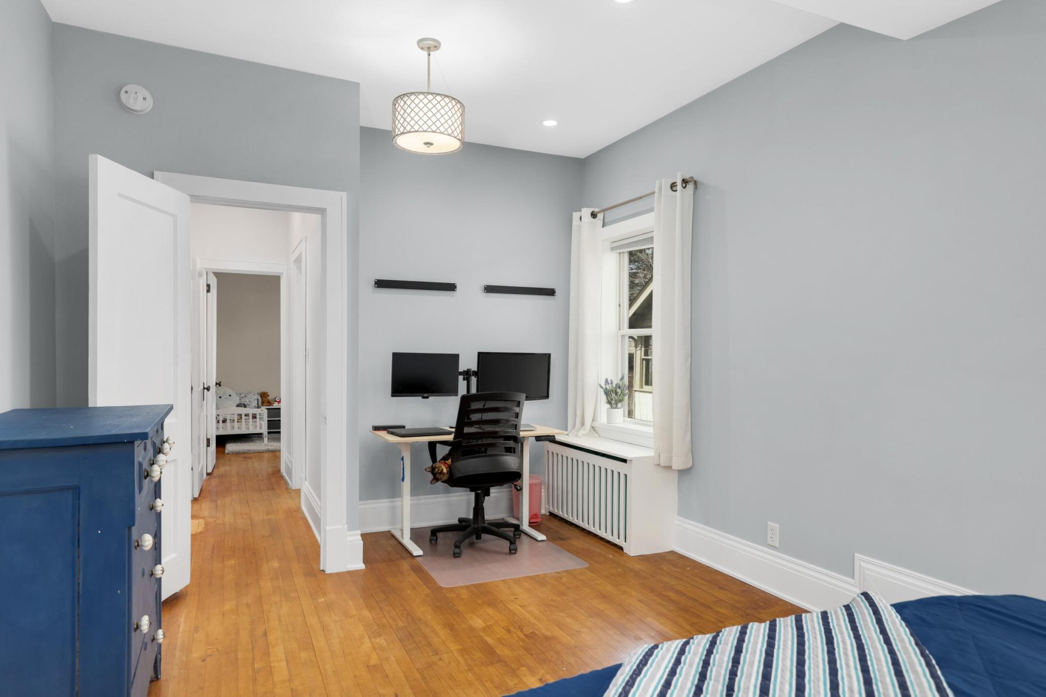 Enough space in primary for a desk or potential second closet area.