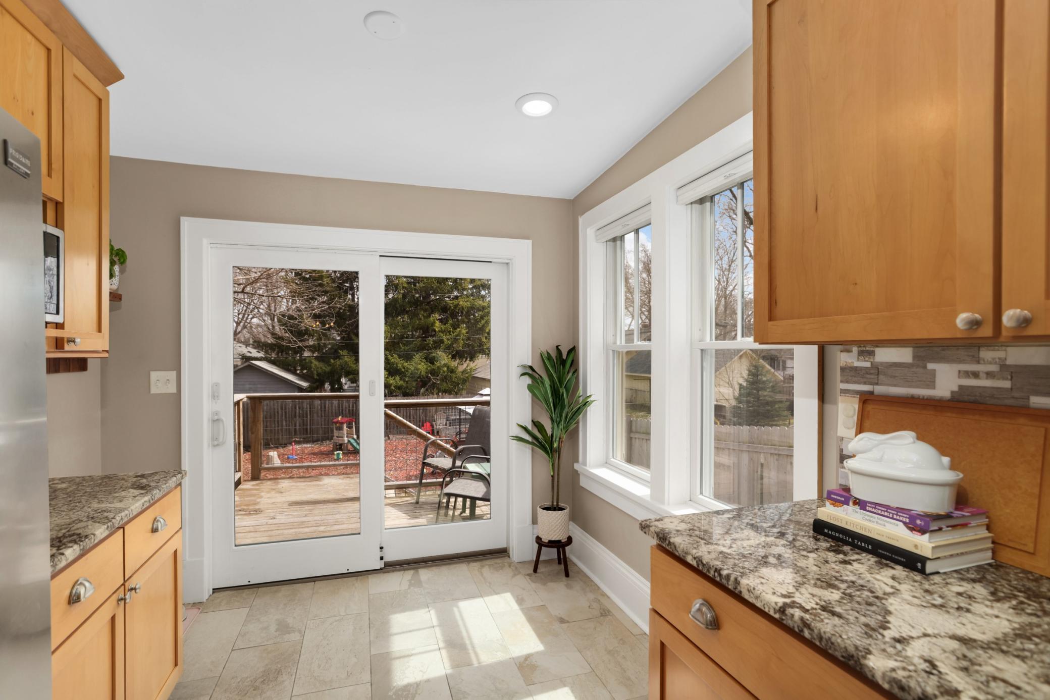 Back sliding door out to the fully fenced backyard