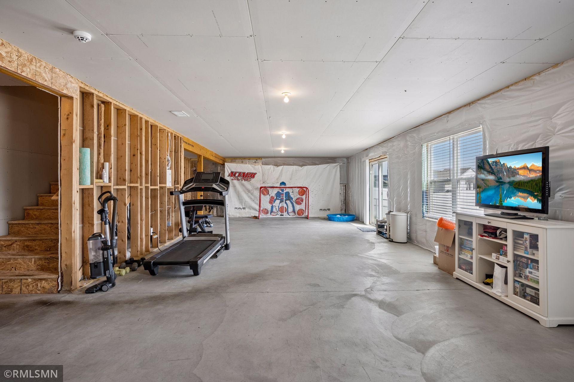 Lower level unfinished basement with lots of opporunities