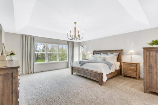 Large and Luxurious primary bedroom with new lighting