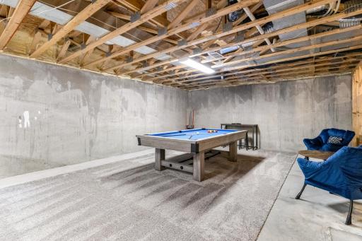 The unfinished basement has many ways it could be finished in the future