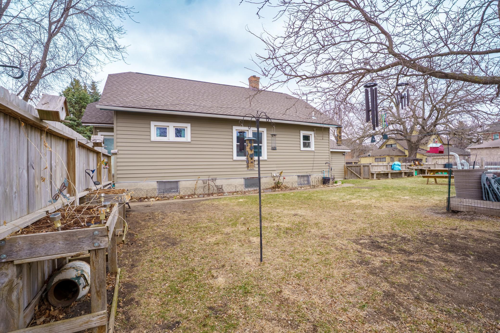 Spacious and fenced-in backyard