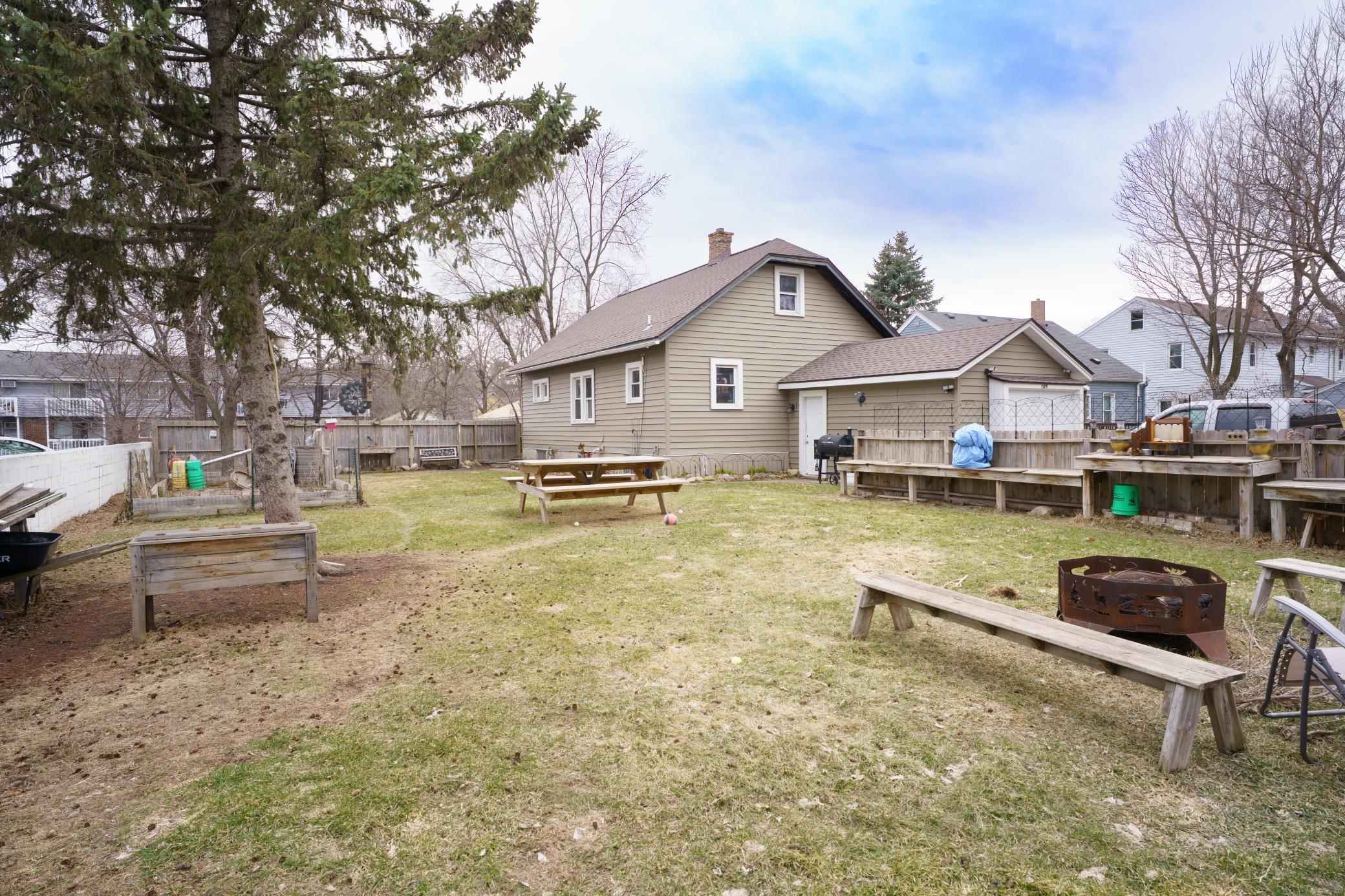 Spacious and fenced-in backyard
