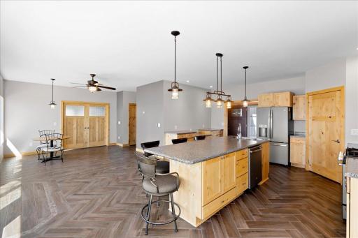 The neutral colored heated tile floors throughout the home will match any decor!