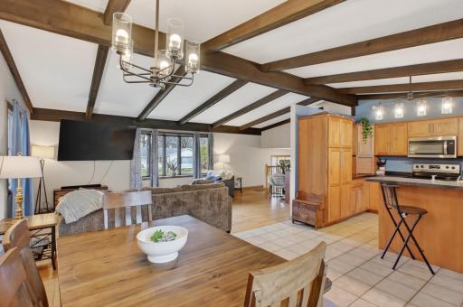 Open concept dining to kit & living