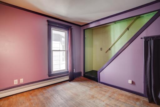 Office on second floor with stairs up to the third story