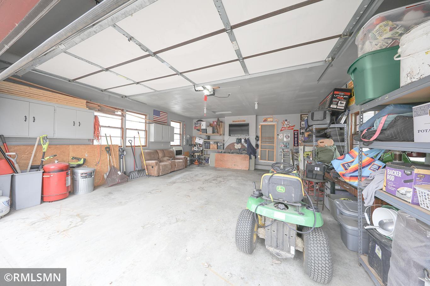 The garage has a propane heater powered by a 20lb portable tank (not included) the off peak electric box is located out here.