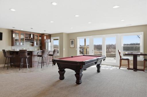Lower level rec/family room with walkout to large patio